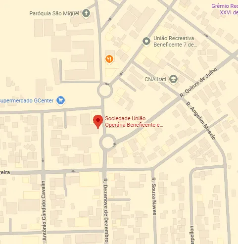 Mapa: Sociedade União Operária, na Rua 19 de Dezembro, Centro de Irati